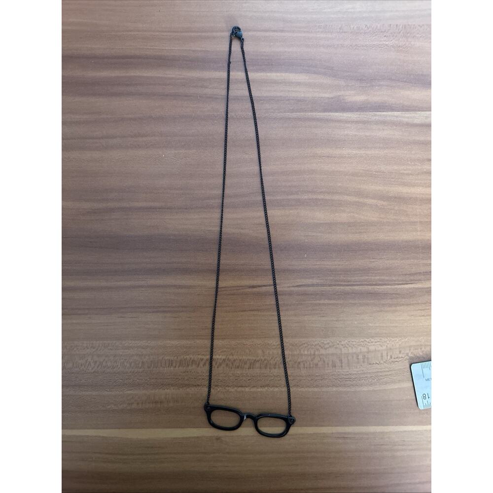 Vintage Eyeglasses Pendant Necklace with Black Chain Fashion Accessory Charm